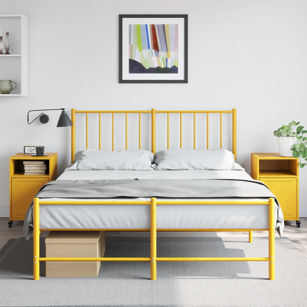 Bedside Cabinets 2 pcs Mustard Yellow 36x39x59 cm Steel