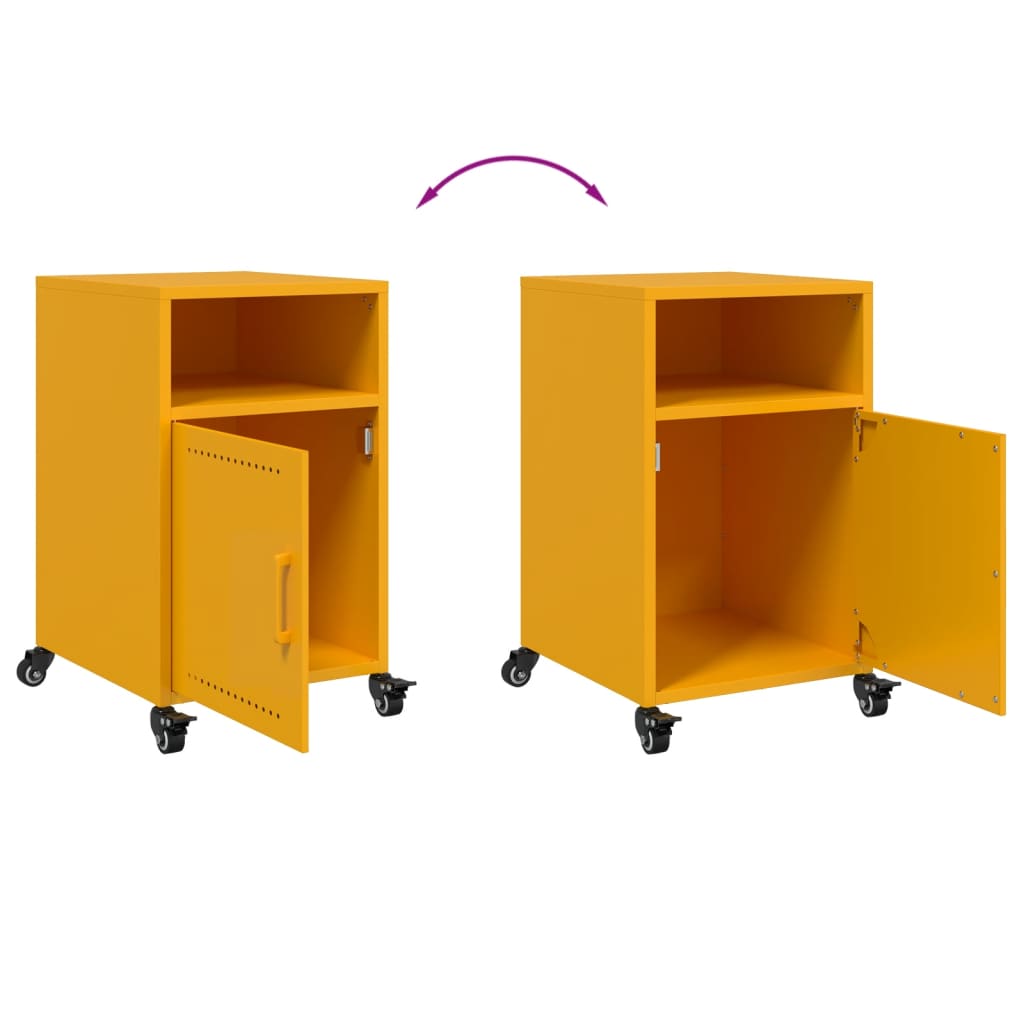 Bedside Cabinets 2 pcs Mustard Yellow 36x39x59 cm Steel