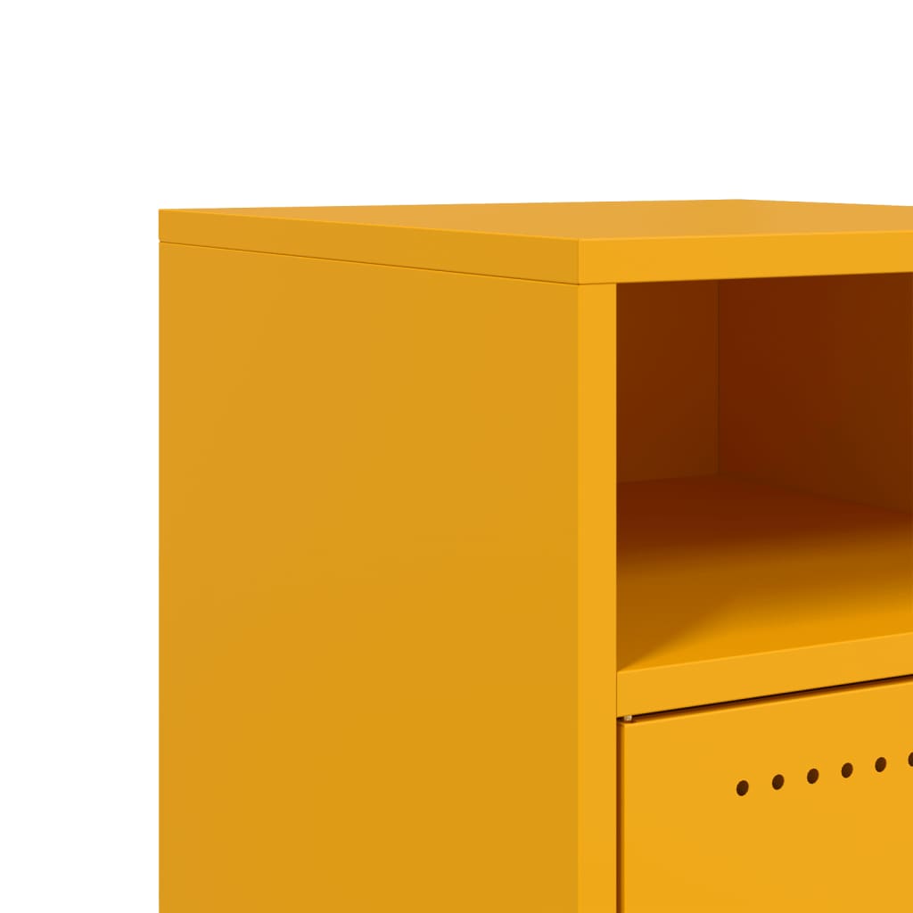 Bedside Cabinets 2 pcs Mustard Yellow 36x39x59 cm Steel