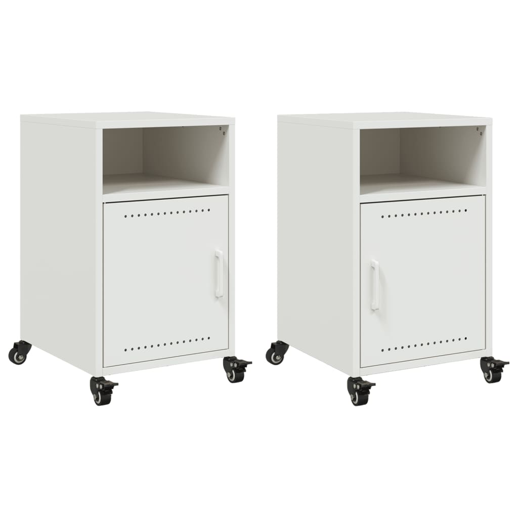 Bedside Cabinets 2 pcs White 36x39x59 cm Steel