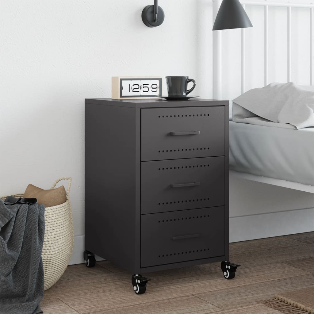 Bedside Cabinet Black 36x39x59 cm Steel
