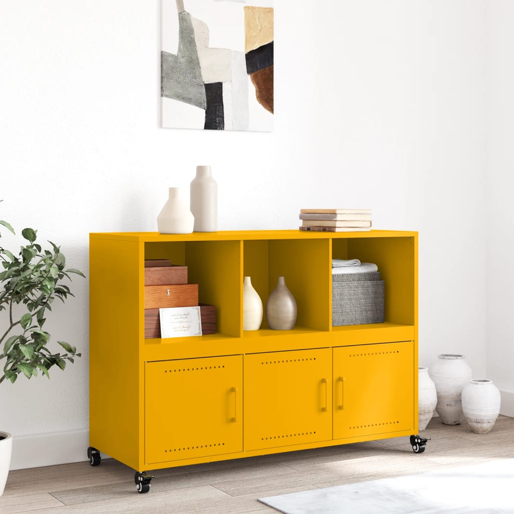 Sideboard Mustard Yellow 100.5x39x72 cm Steel