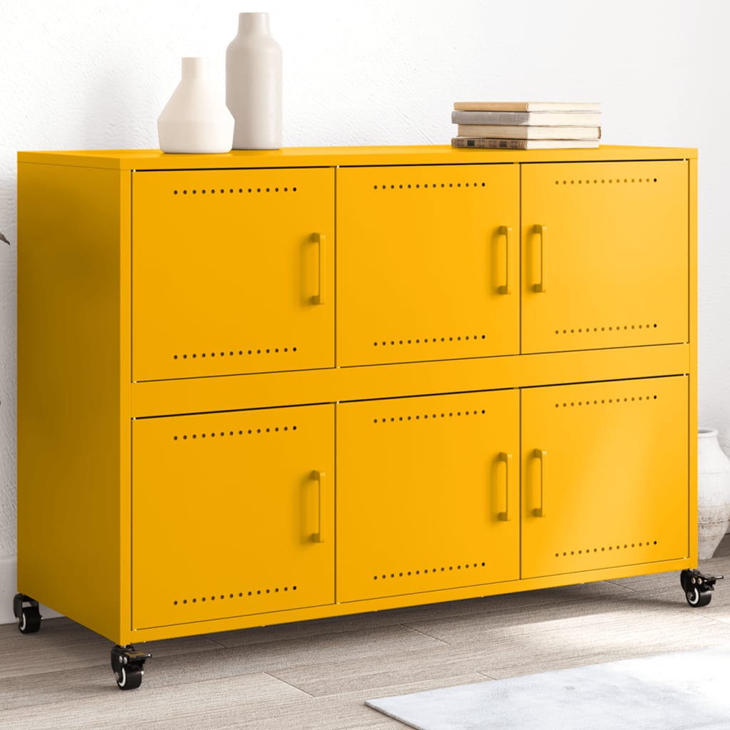 Sideboard Mustard Yellow 100.5x39x72 cm Steel