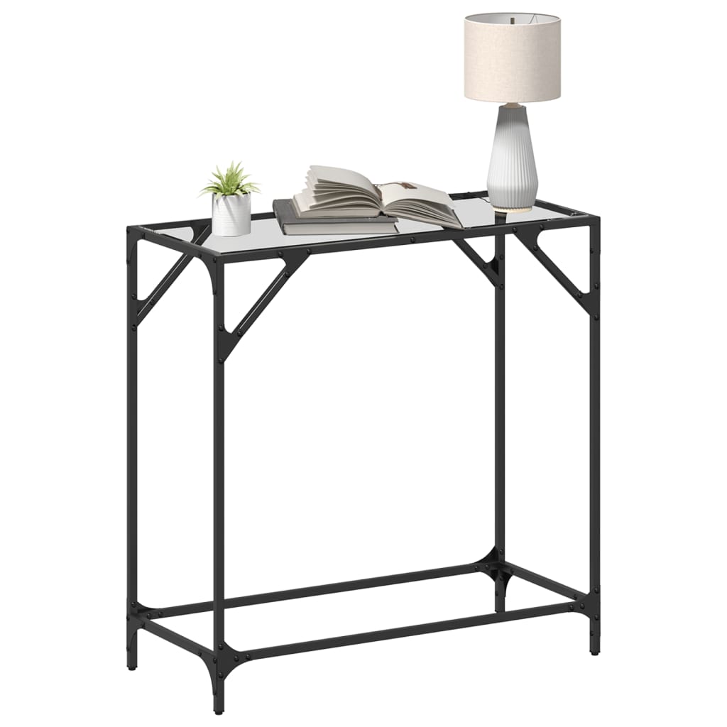Console Table with Transparent Glass Top 80x35x81 cm Steel