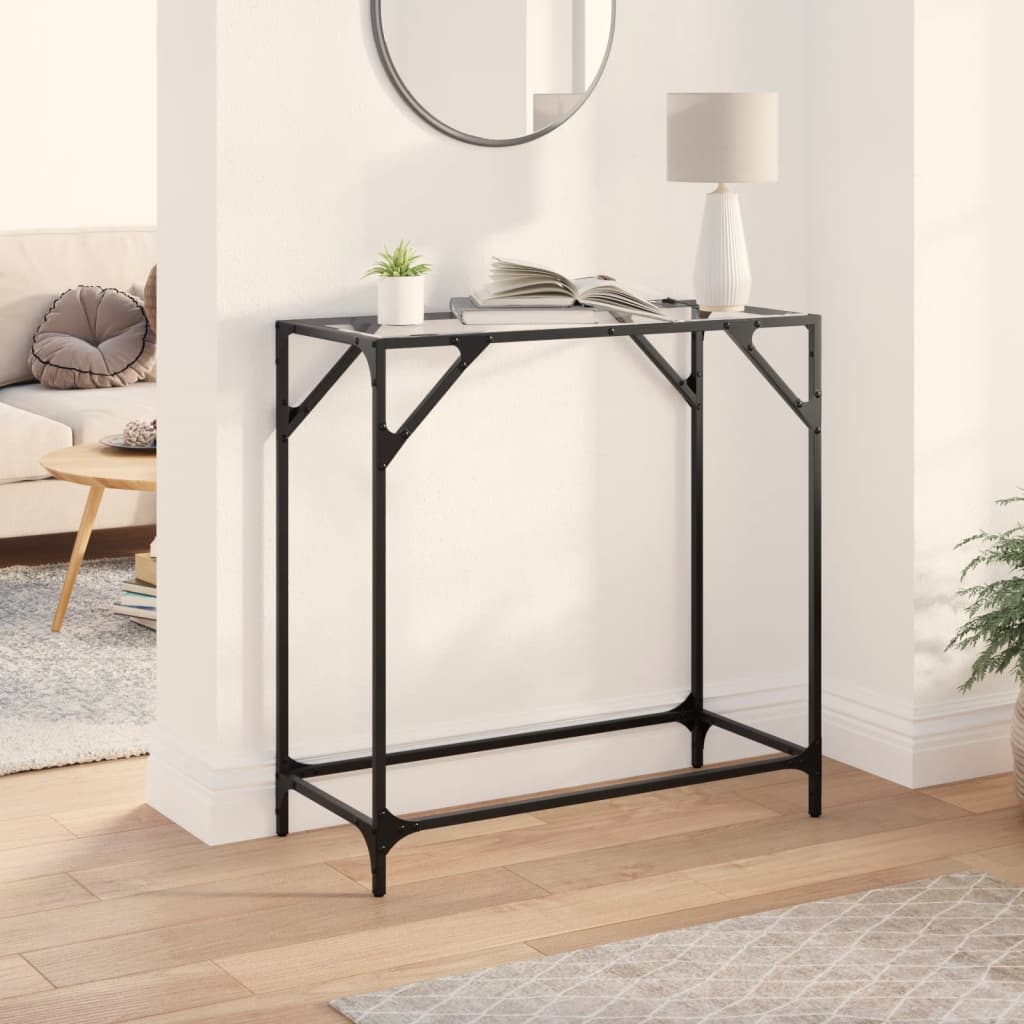 Console Table with Transparent Glass Top 80x35x81 cm Steel