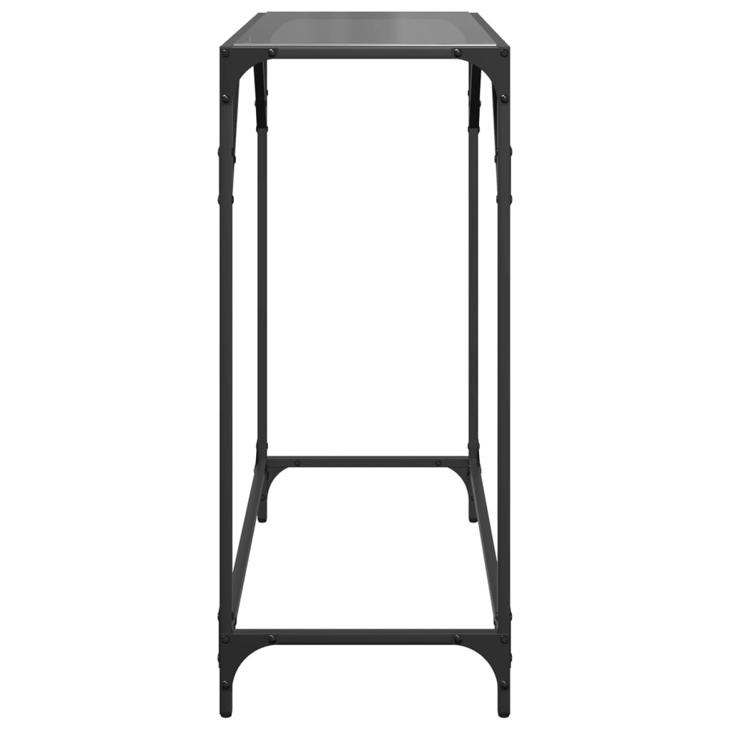 Console Table with Black Glass Top 80x35x81 cm Steel
