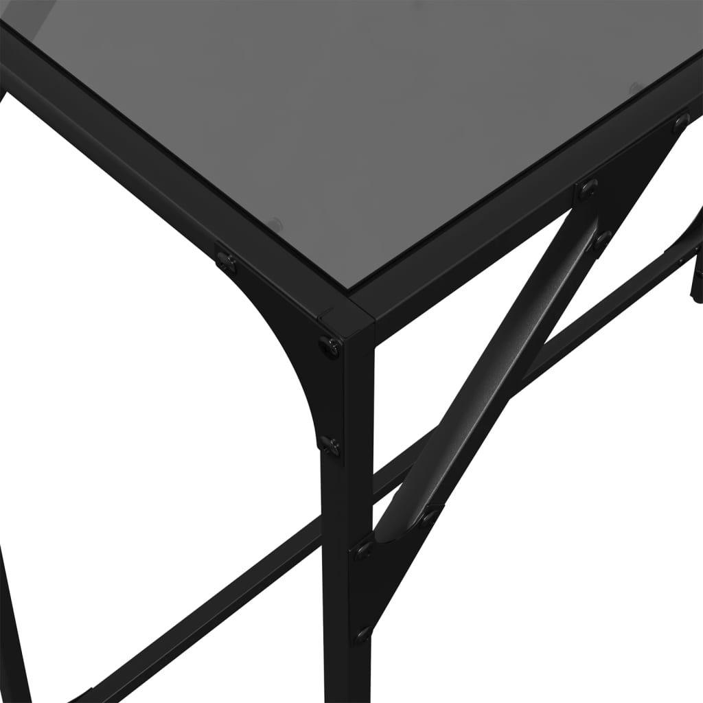 Console Table with Black Glass Top 80x35x81 cm Steel