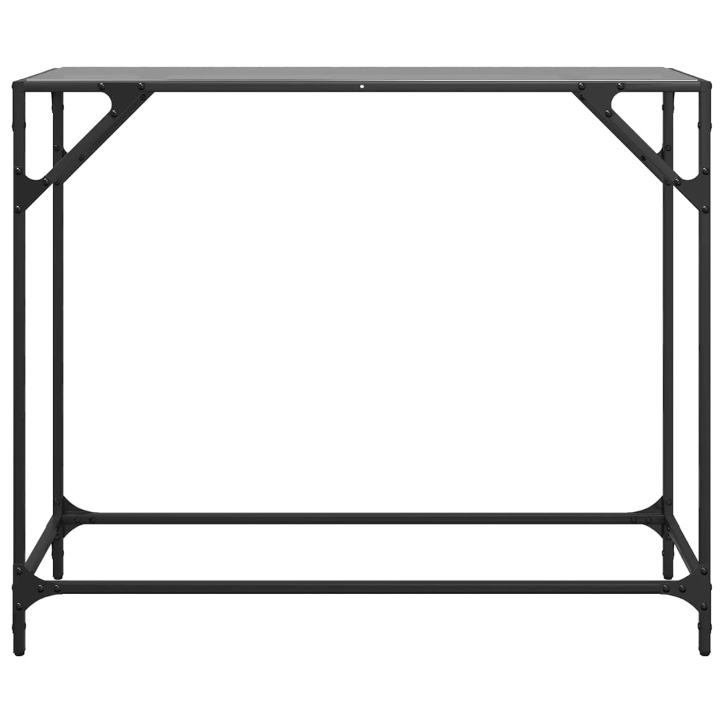 Console Table with Black Glass Top 98x35x81 cm Steel