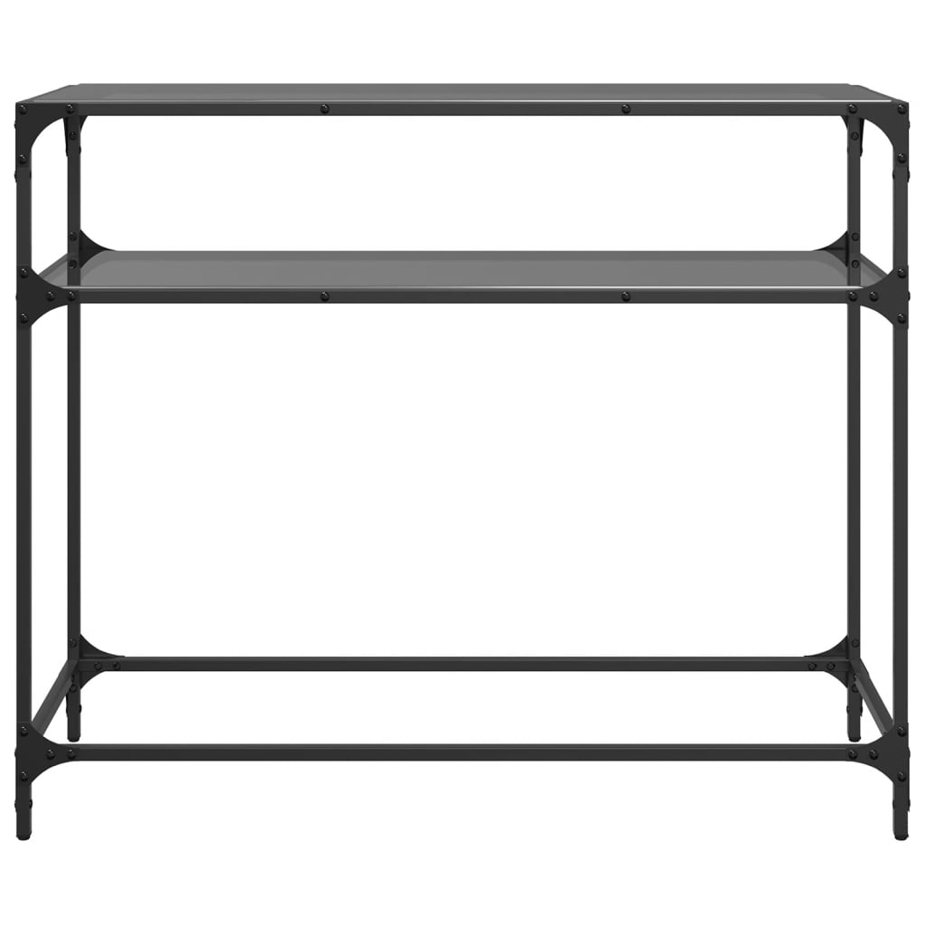 Console Table with Black Glass Top98x35x81 cm Steel
