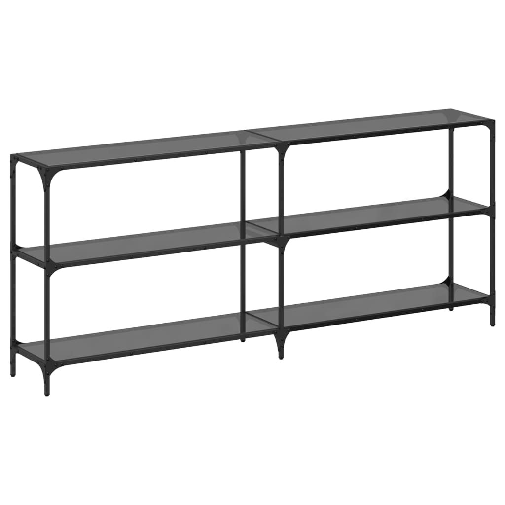 Console Table with Black Glass Top 194.5x30x81 cm Steel