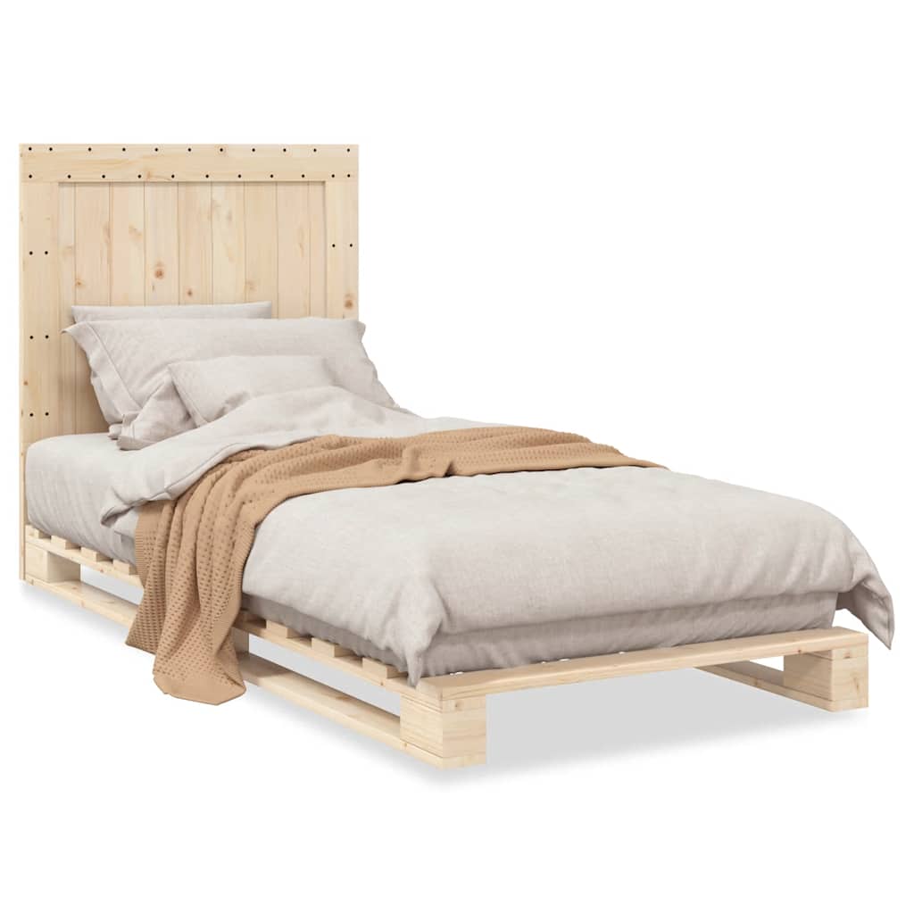 Bed Frame without Mattress with Headboard 90x200 cm Solid Wood
