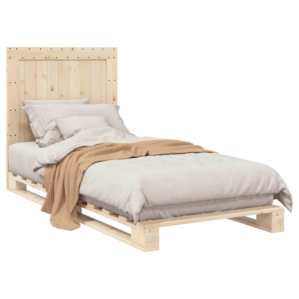 Bed Frame without Mattress with Headboard 90x200 cm Solid Wood