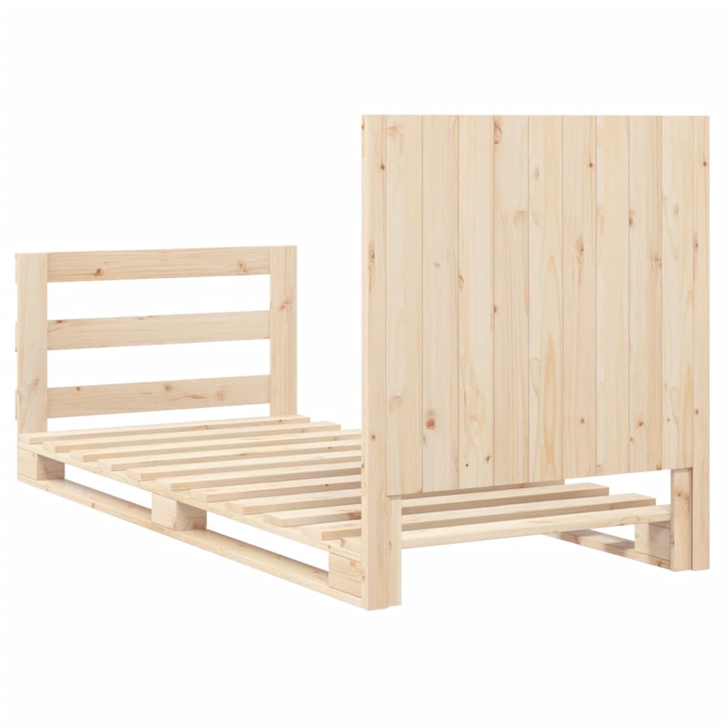 Bed Frame without Mattress with Headboard 90x200 cm Solid Wood