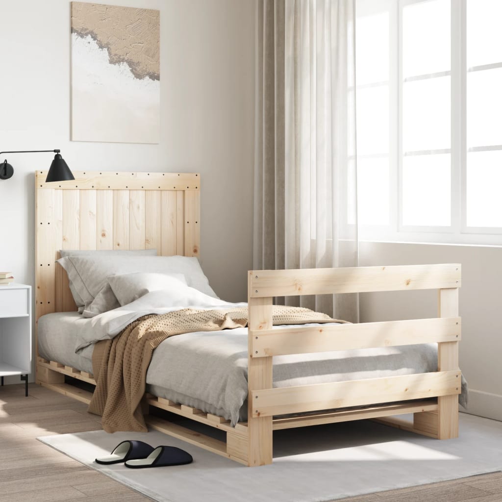 Bed Frame without Mattress with Headboard 90x200 cm Solid Wood