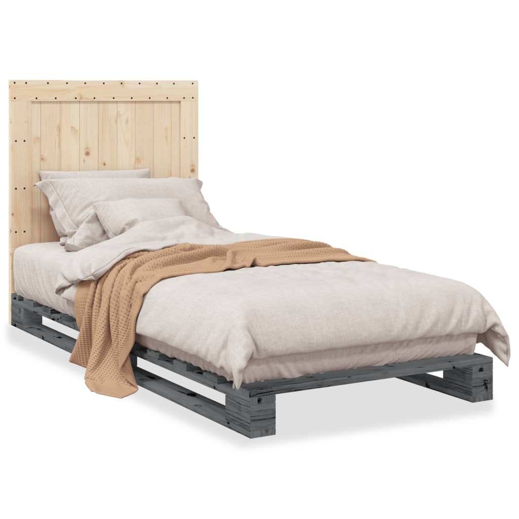 Bed Frame without Mattress  Grey 90x200 cm Solid Wood Pine