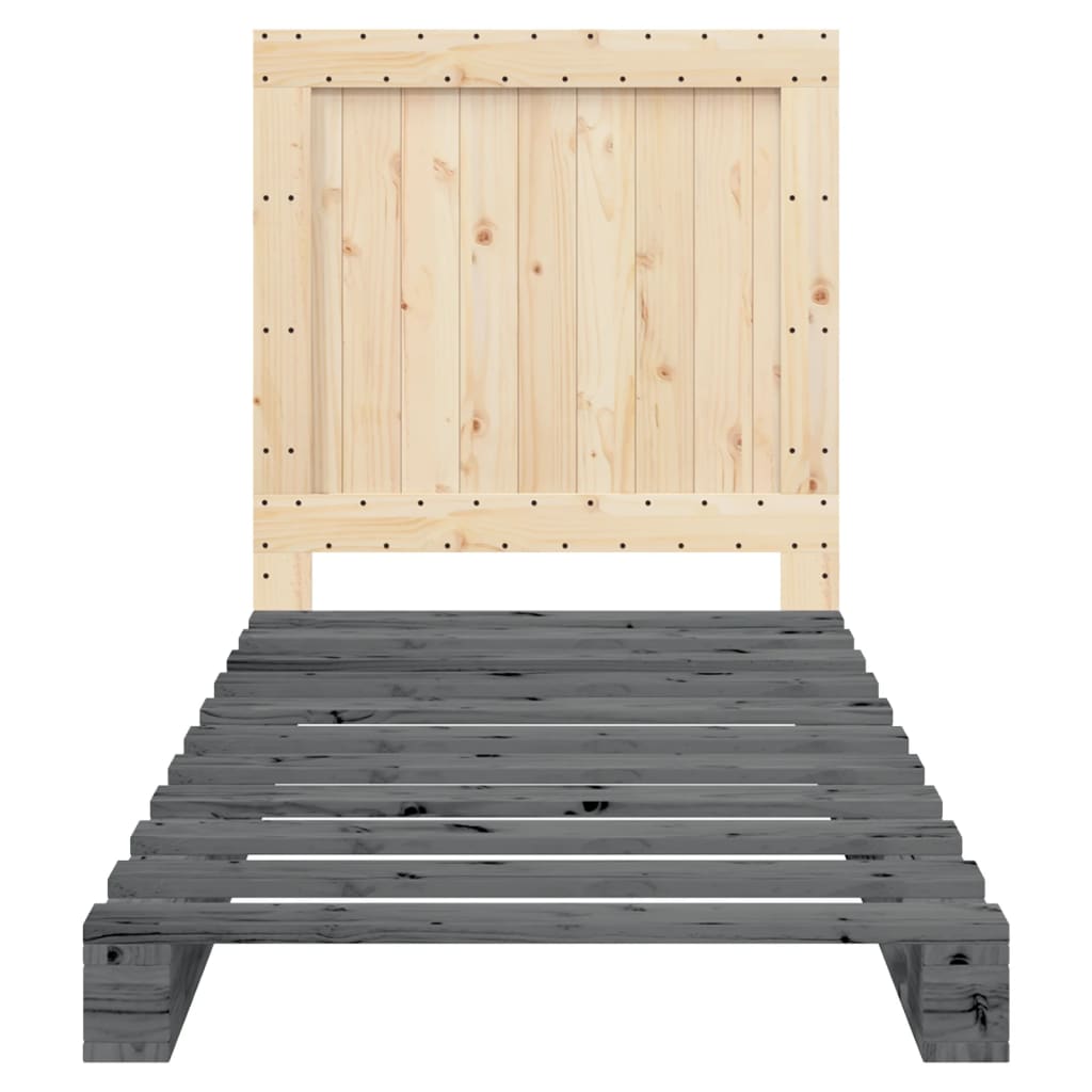 Bed Frame without Mattress  Grey 90x200 cm Solid Wood Pine