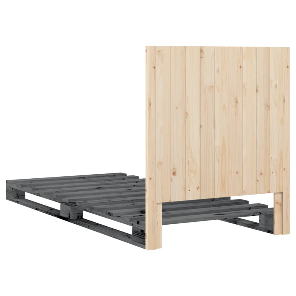 Bed Frame without Mattress  Grey 90x200 cm Solid Wood Pine