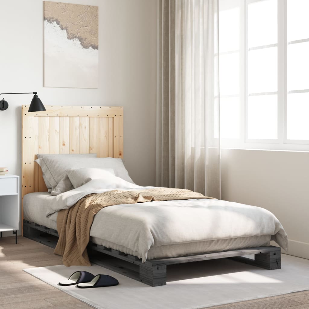 Bed Frame without Mattress  Grey 90x200 cm Solid Wood Pine