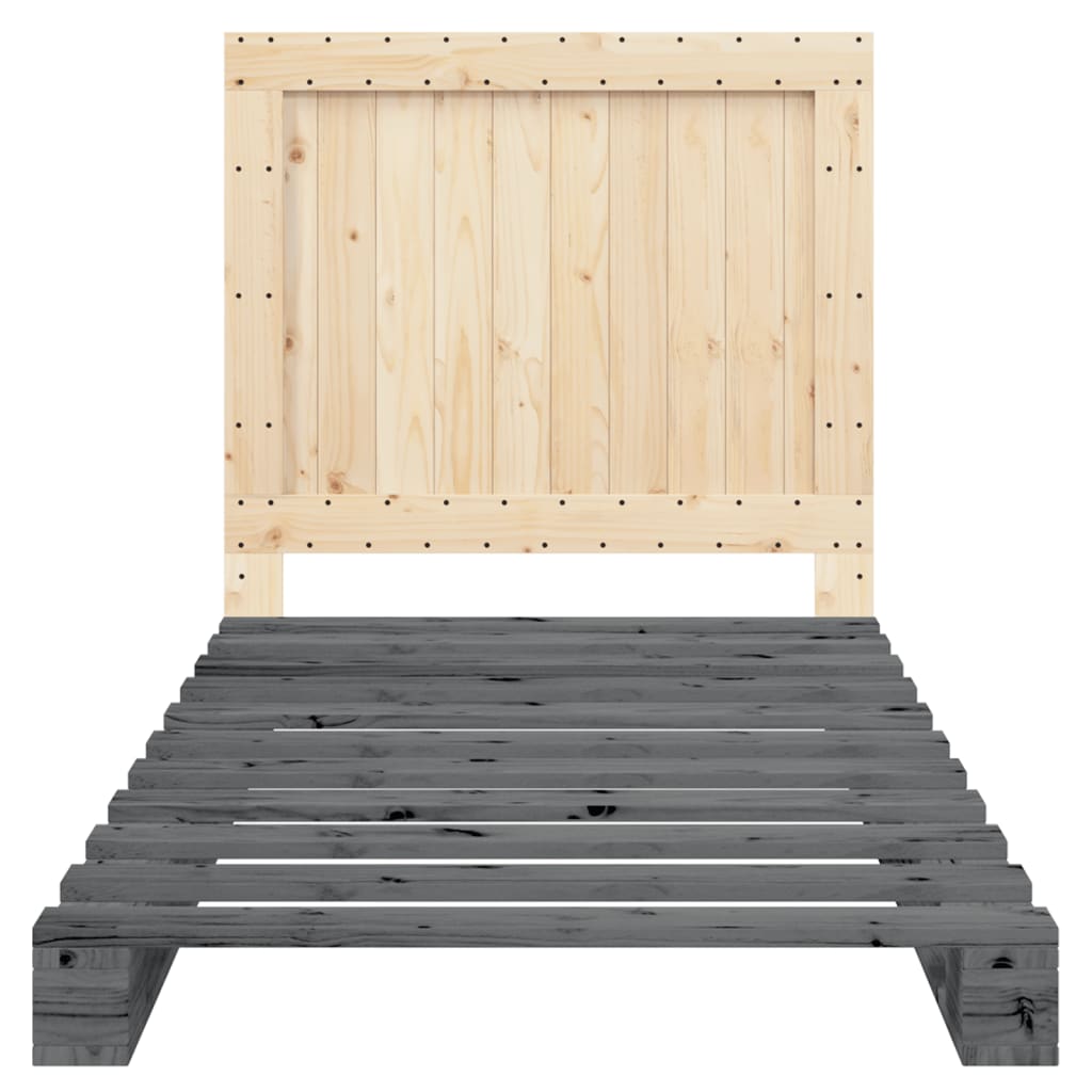 Bed Frame without Mattress  Grey 100x200 cm Solid Wood Pine