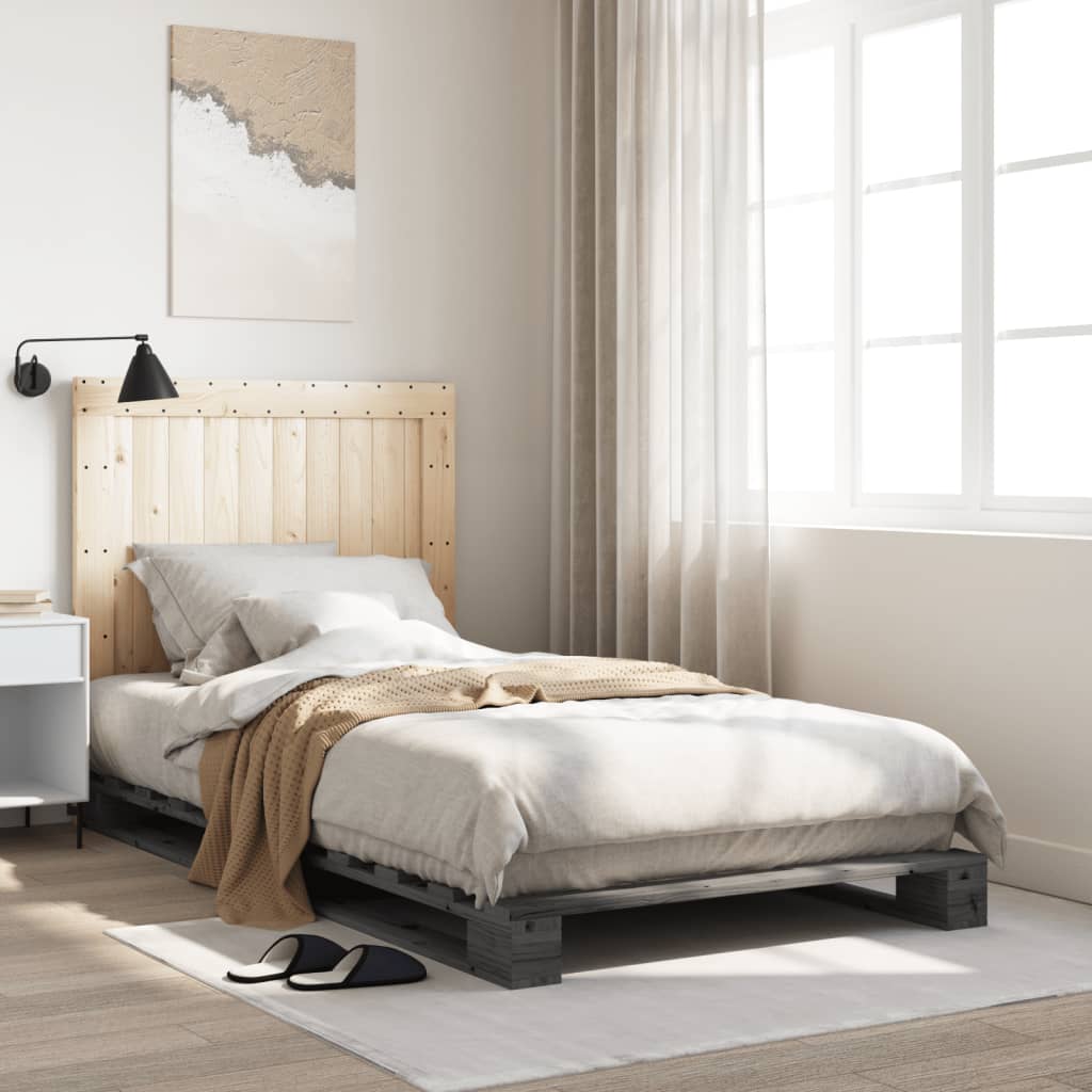 Bed Frame without Mattress  Grey 100x200 cm Solid Wood Pine