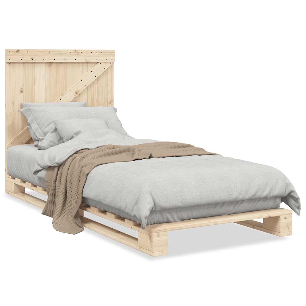 Bed Frame without Mattress with Headboard 90x200 cm Solid Wood