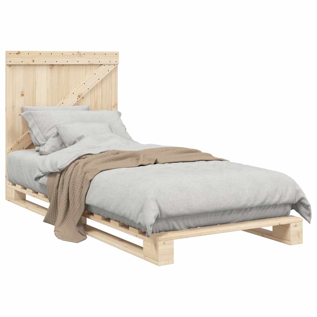 Bed Frame without Mattress with Headboard 90x200 cm Solid Wood