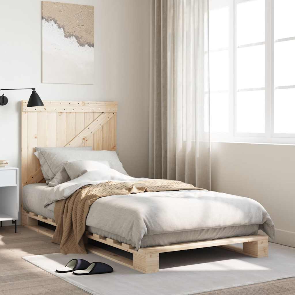 Bed Frame without Mattress with Headboard 90x200 cm Solid Wood