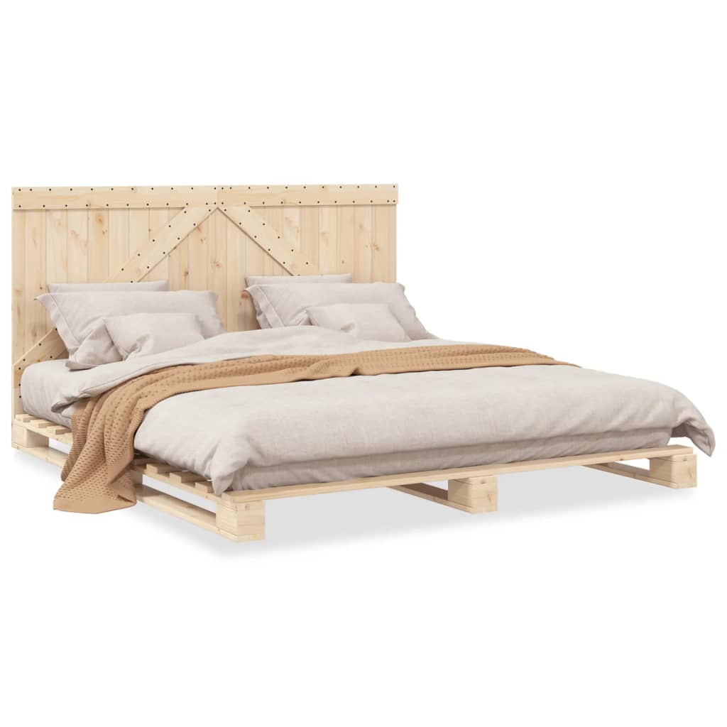 Bed Frame without Mattress with Headboard 200x200 cm Solid Wood