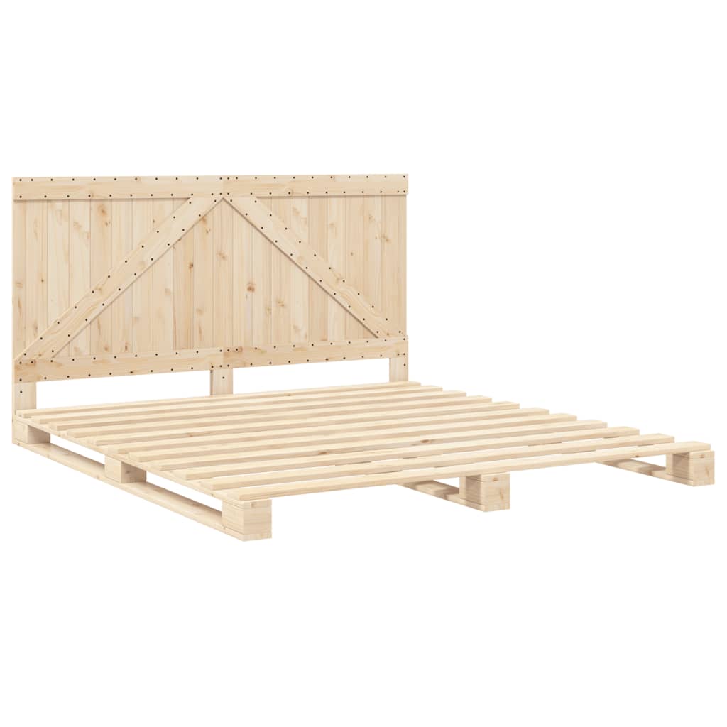 Bed Frame without Mattress with Headboard 200x200 cm Solid Wood