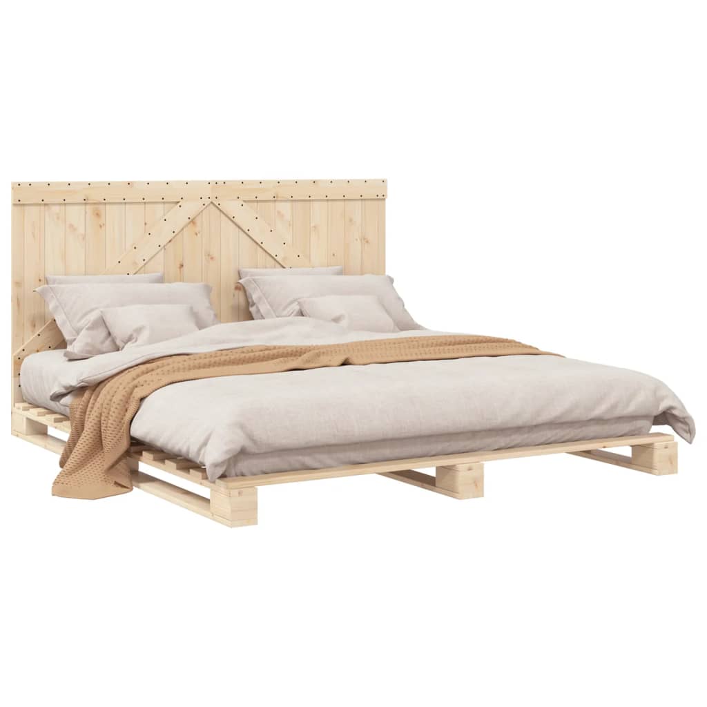 Bed Frame without Mattress with Headboard 200x200 cm Solid Wood