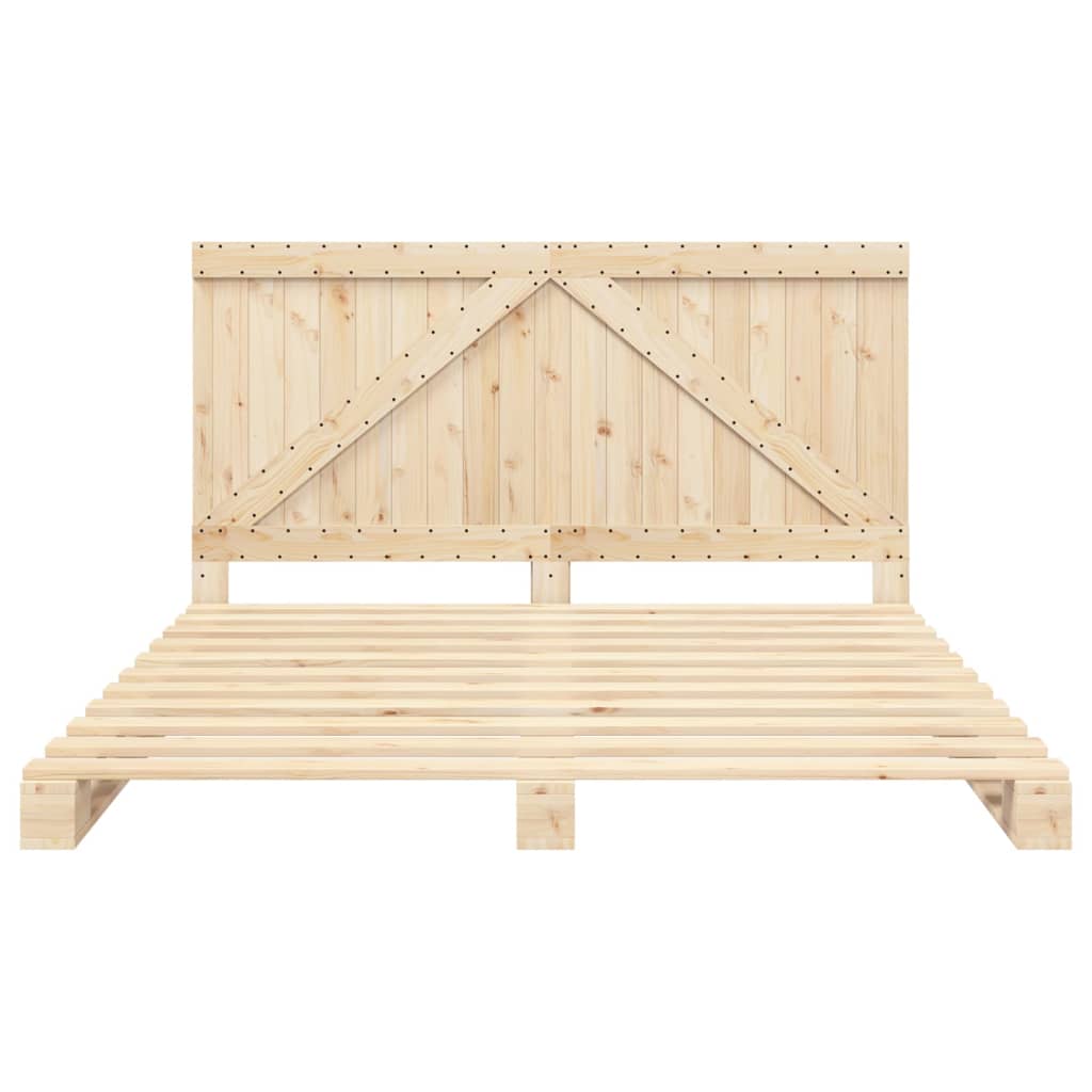 Bed Frame without Mattress with Headboard 200x200 cm Solid Wood