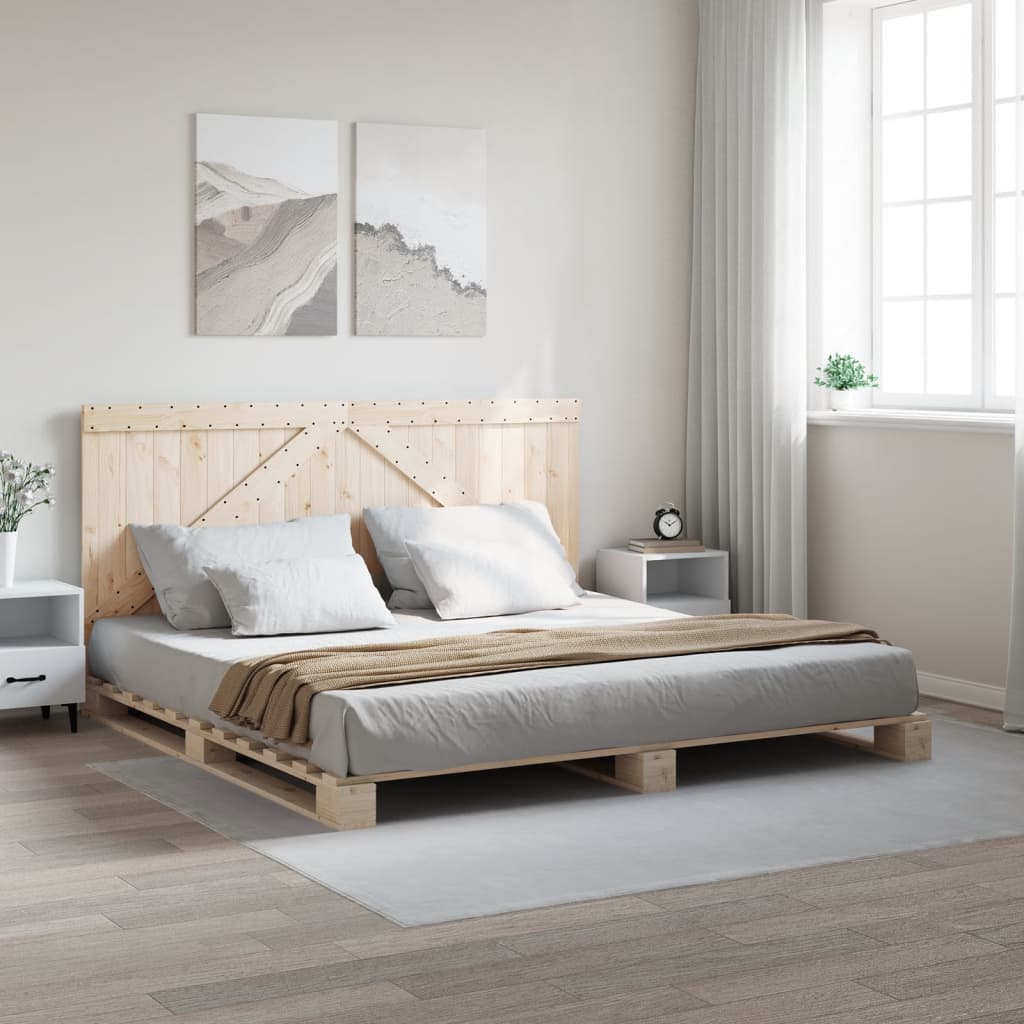 Bed Frame without Mattress with Headboard 200x200 cm Solid Wood