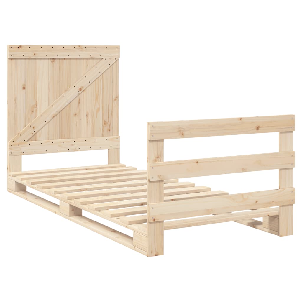 Bed Frame without Mattress with Headboard 90x200 cm Solid Wood