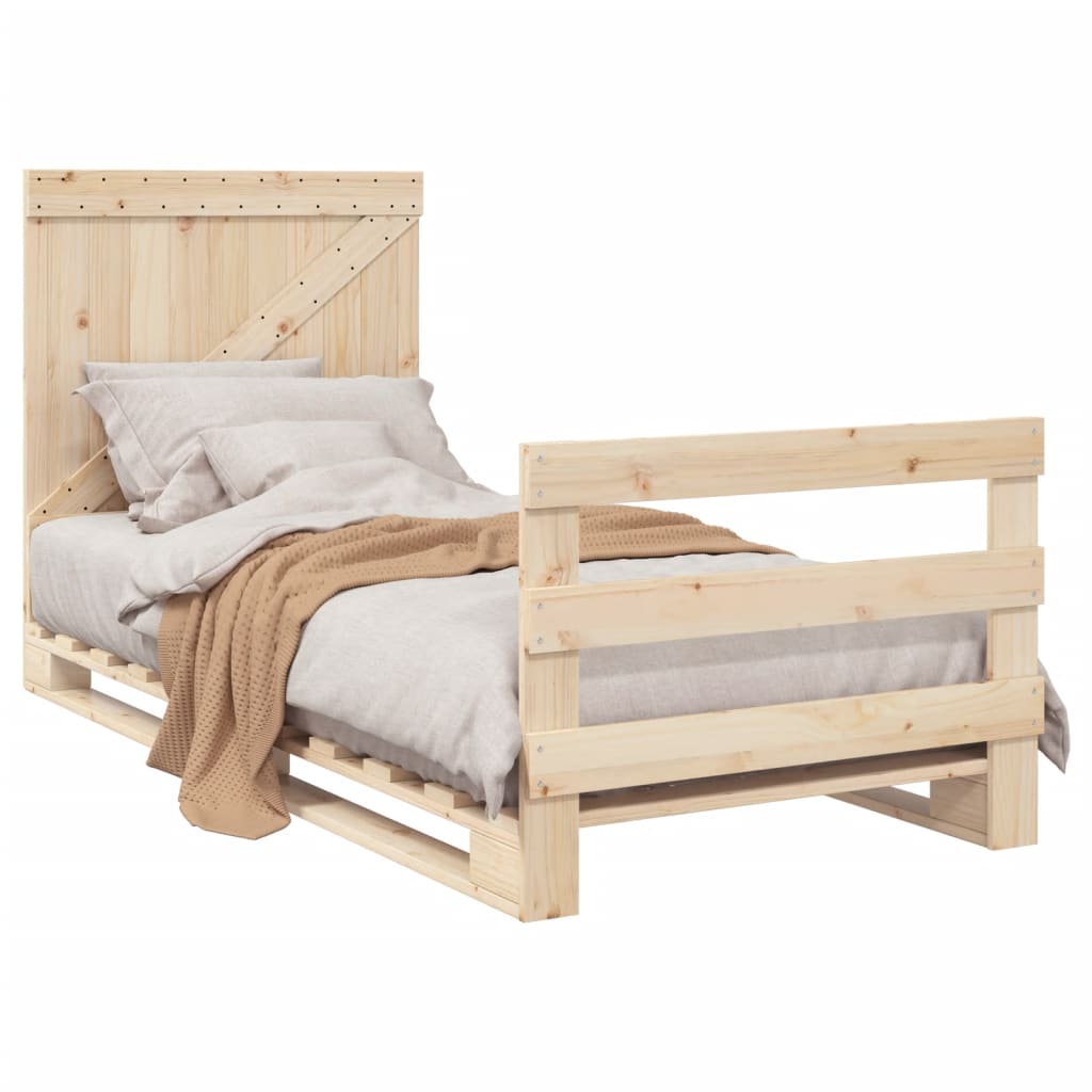 Bed Frame without Mattress with Headboard 90x200 cm Solid Wood