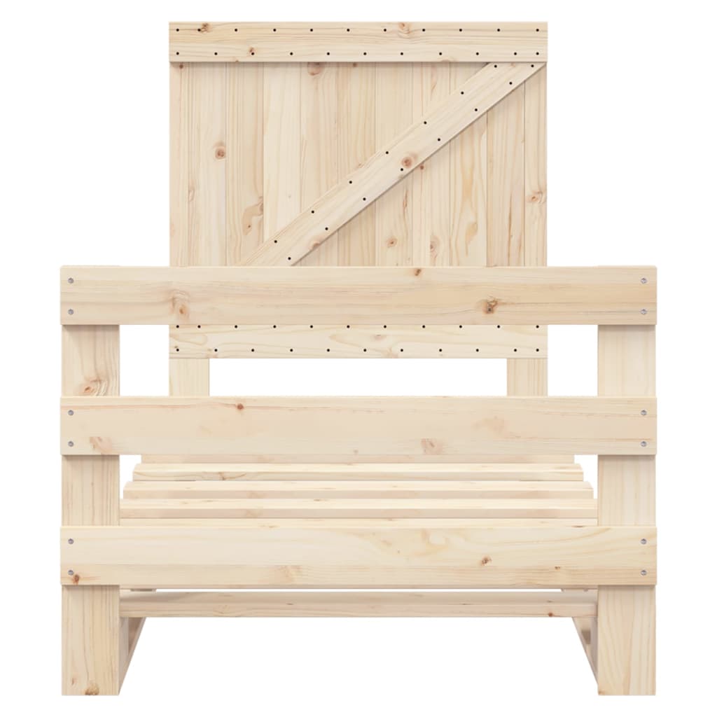 Bed Frame without Mattress with Headboard 90x200 cm Solid Wood