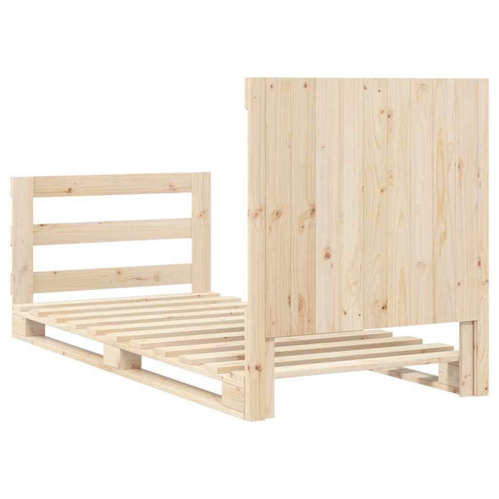 Bed Frame without Mattress with Headboard 90x200 cm Solid Wood