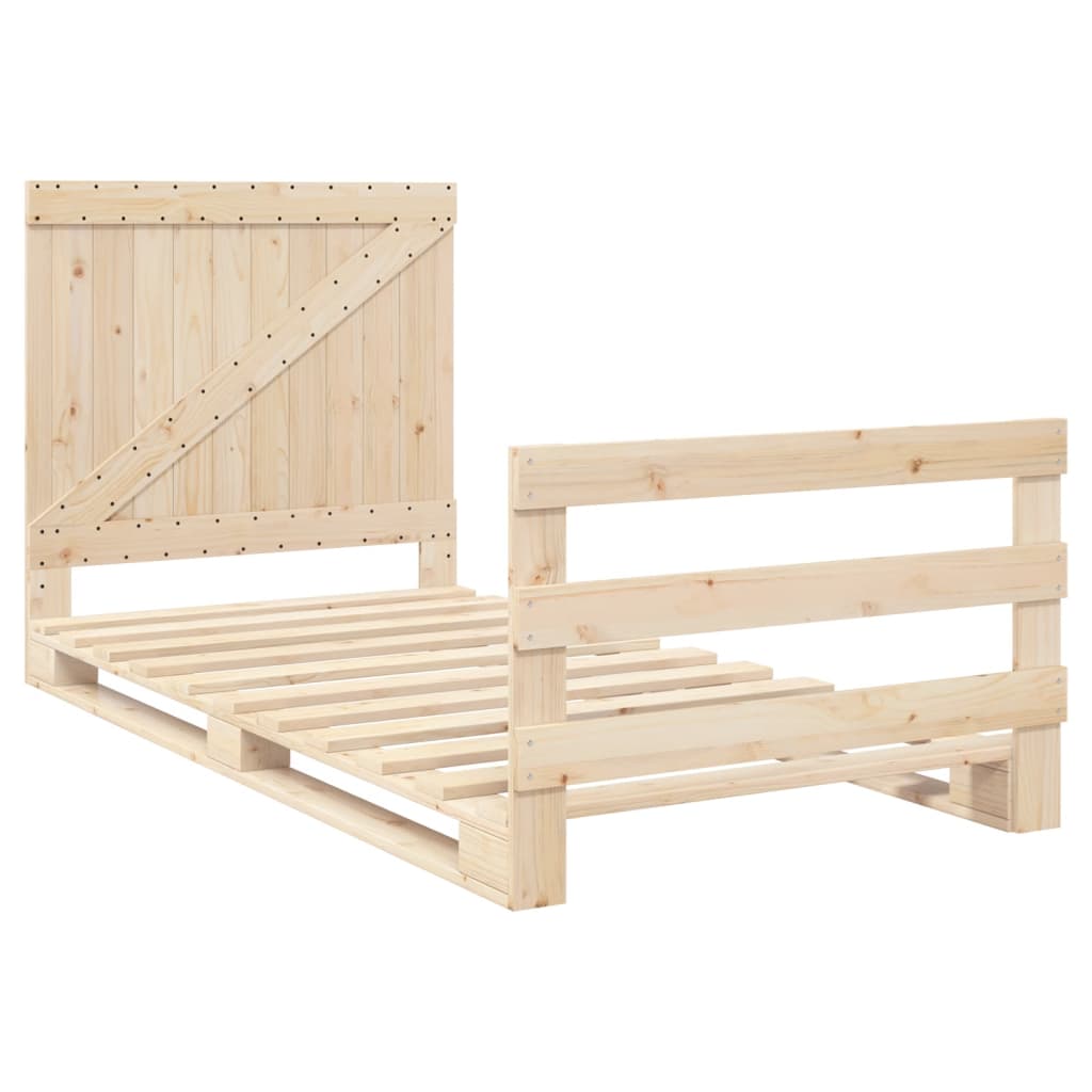 Bed Frame without Mattress with Headboard 100x200 cm Solid Wood