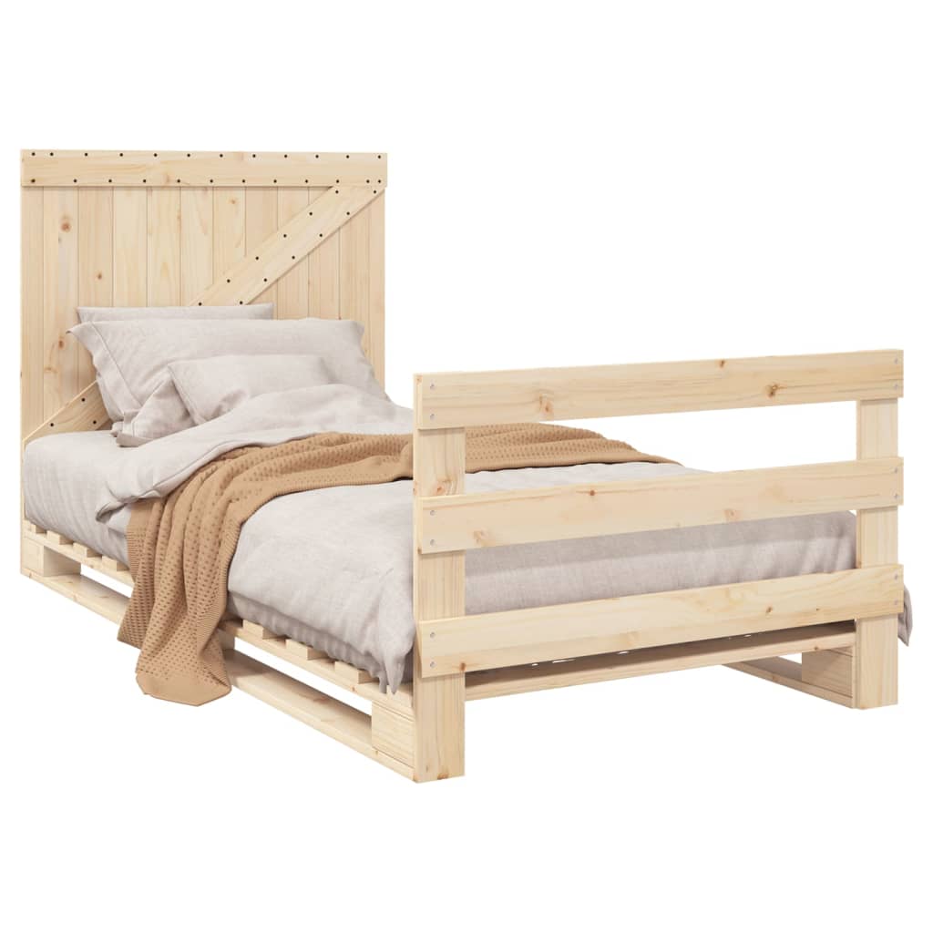 Bed Frame without Mattress with Headboard 100x200 cm Solid Wood