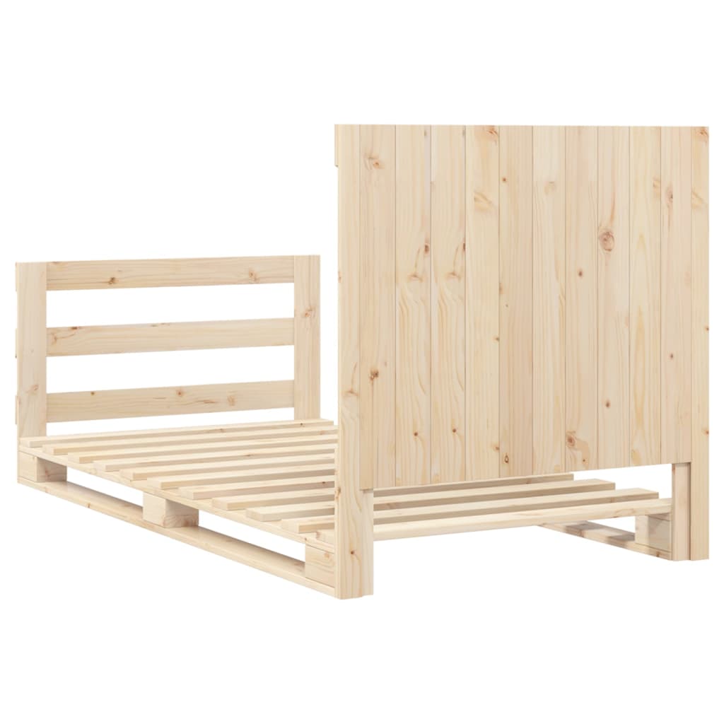 Bed Frame without Mattress with Headboard 100x200 cm Solid Wood