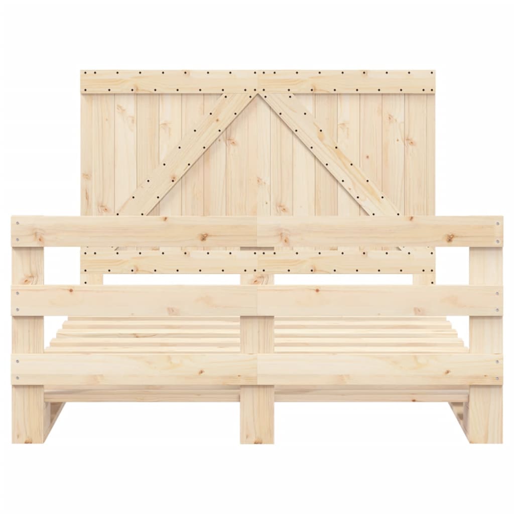 Bed Frame without Mattress with Headboard 140x200 cm Solid Wood