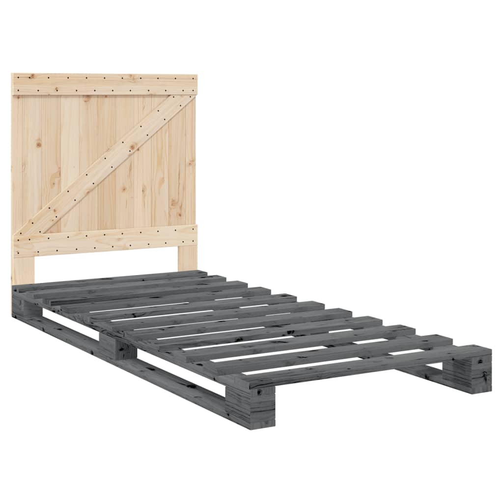 Bed Frame without Mattress  Grey 90x200 cm Solid Wood Pine