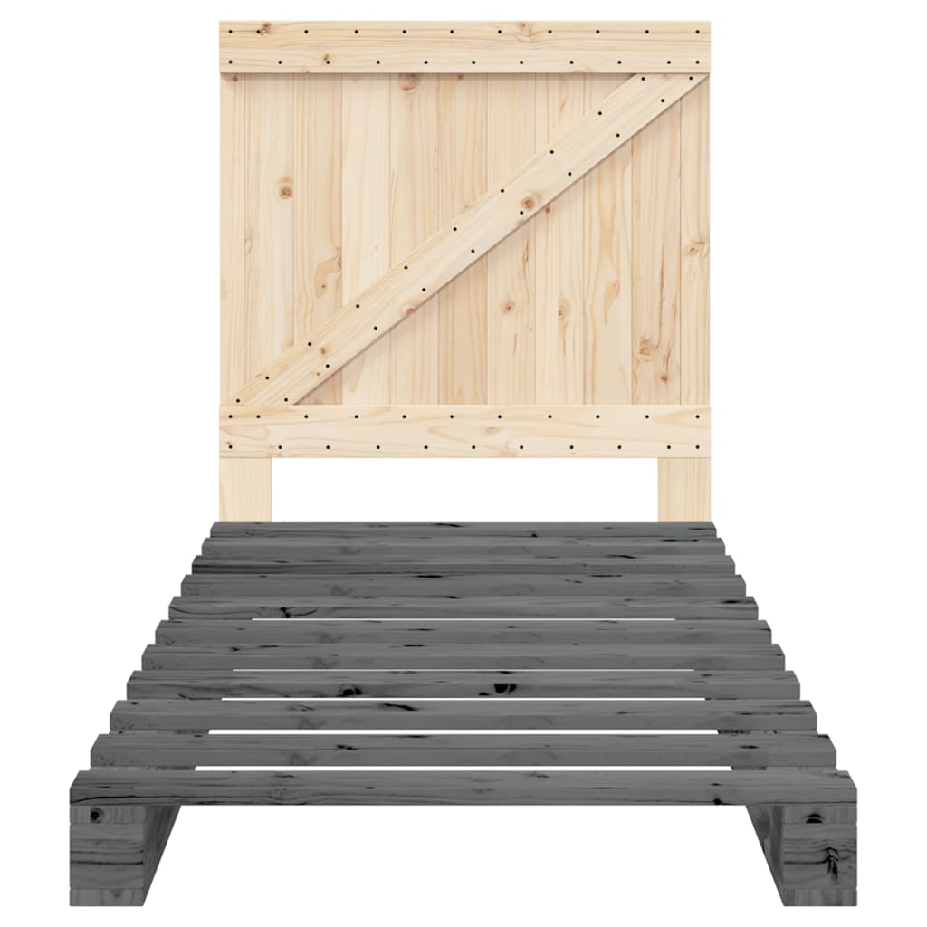 Bed Frame without Mattress  Grey 90x200 cm Solid Wood Pine