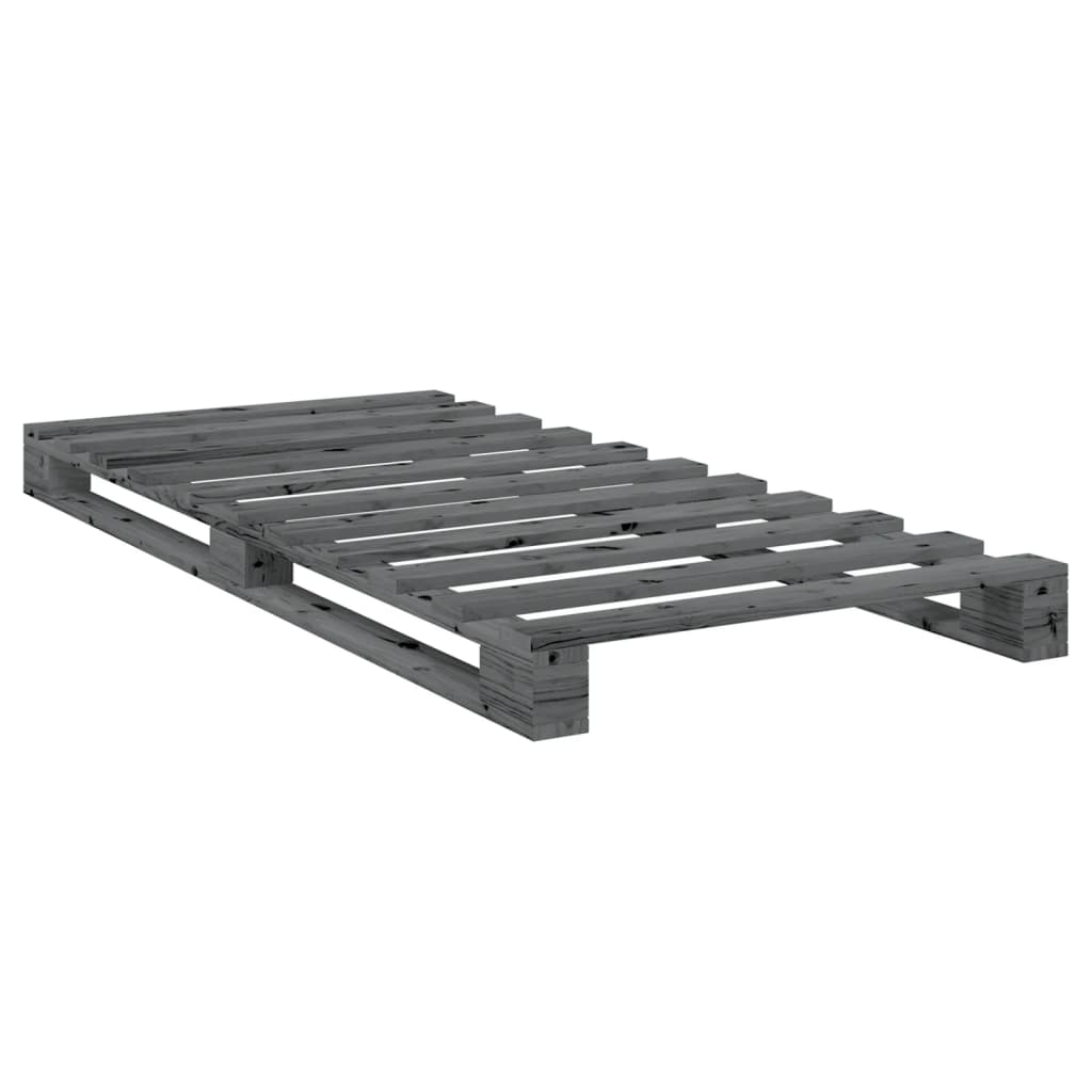 Bed Frame without Mattress  Grey 90x200 cm Solid Wood Pine