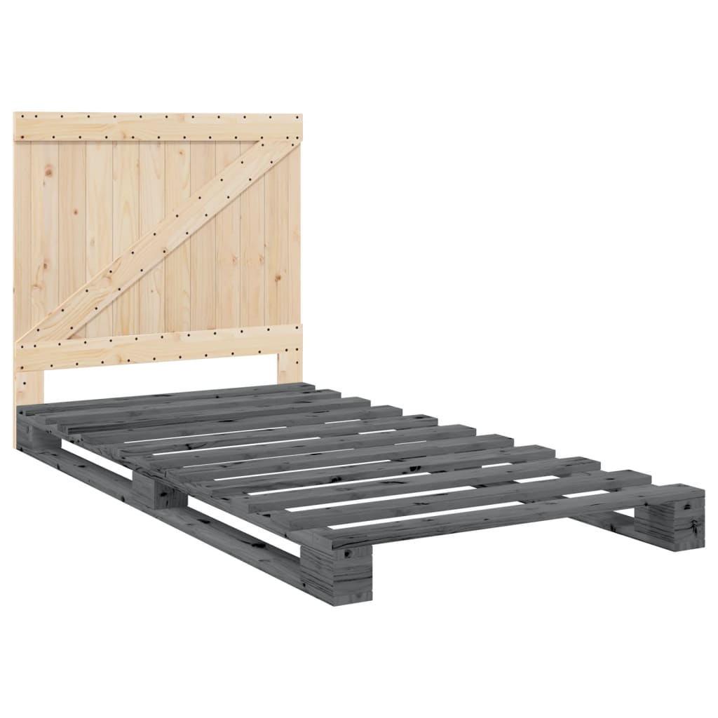 Bed Frame without Mattress  Grey 100x200 cm Solid Wood Pine