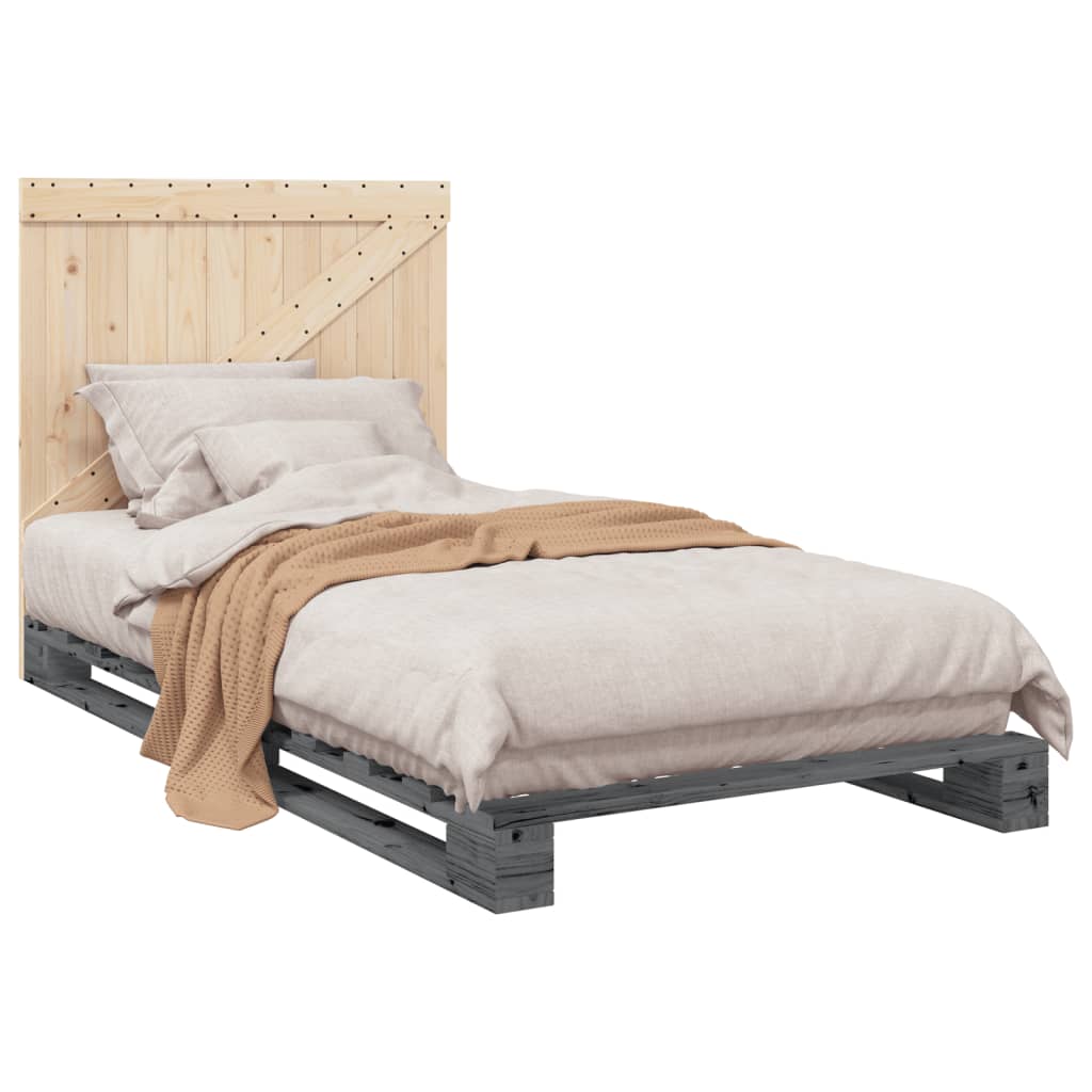 Bed Frame without Mattress  Grey 100x200 cm Solid Wood Pine