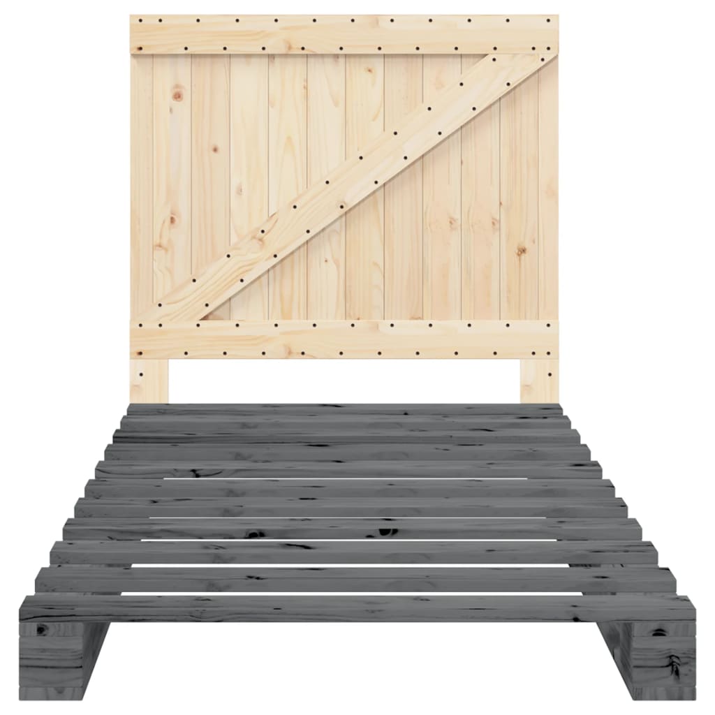 Bed Frame without Mattress  Grey 100x200 cm Solid Wood Pine
