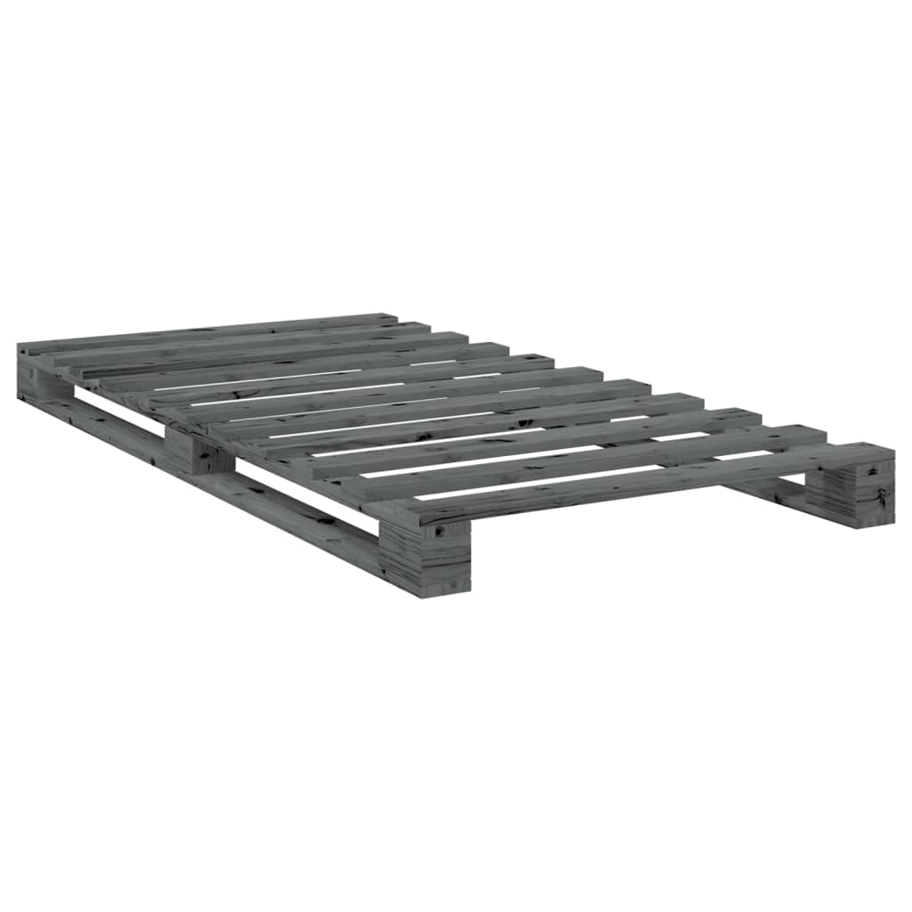 Bed Frame without Mattress  Grey 100x200 cm Solid Wood Pine