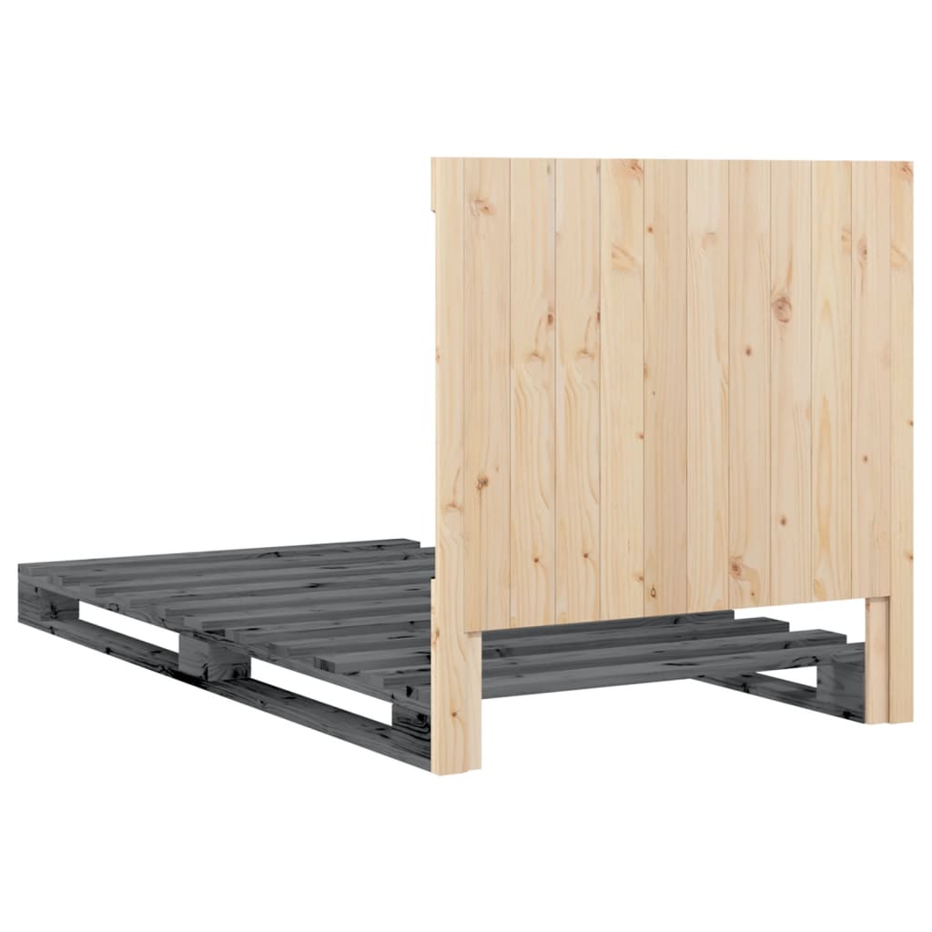 Bed Frame without Mattress  Grey 100x200 cm Solid Wood Pine