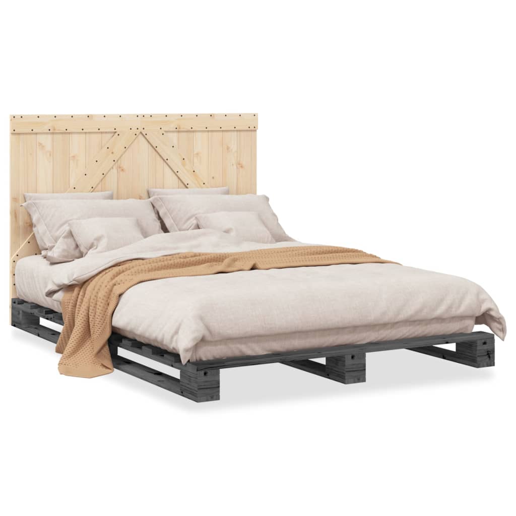 Bed Frame without Mattress  Grey 140x200 cm Solid Wood Pine