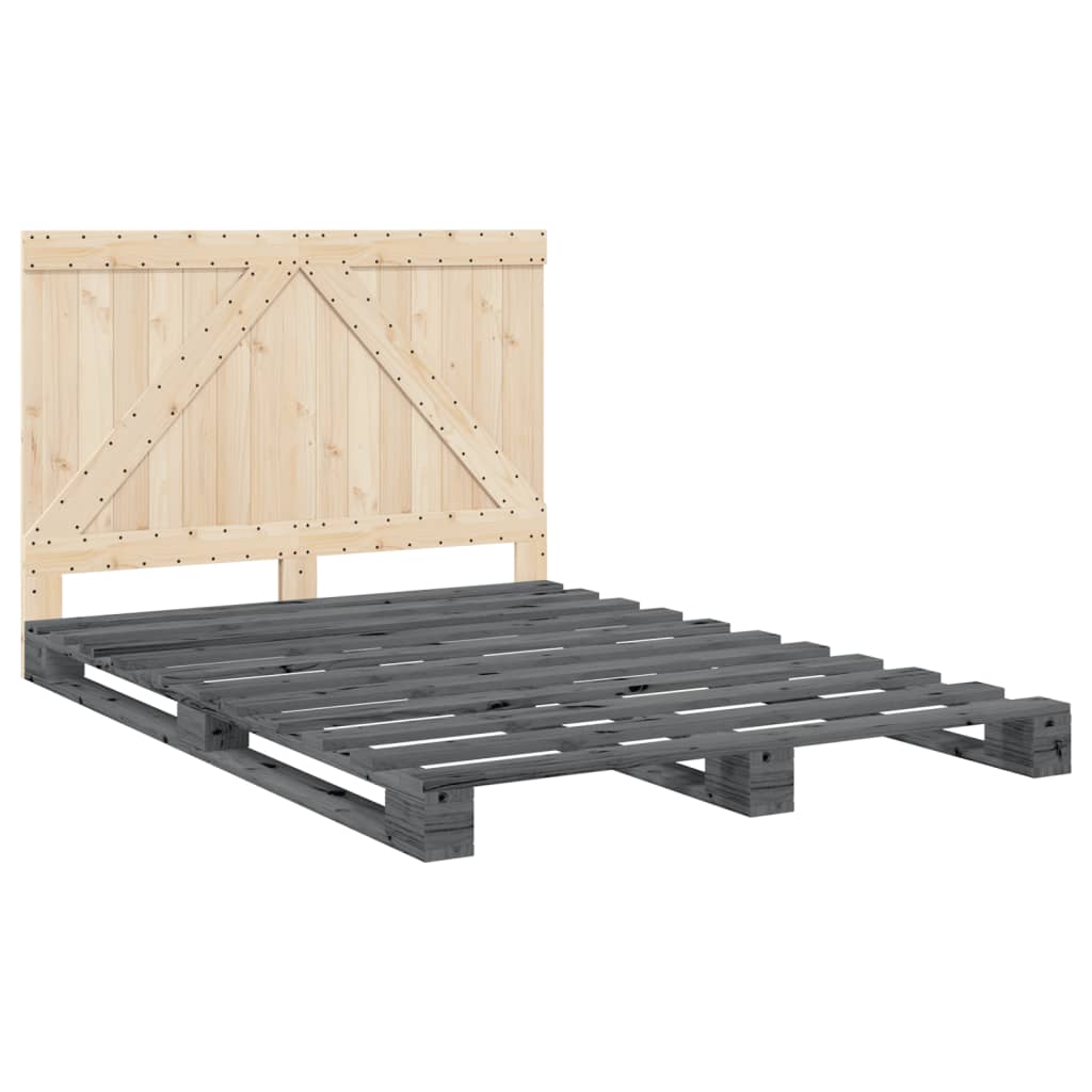 Bed Frame without Mattress  Grey 140x200 cm Solid Wood Pine